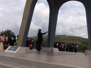 President Museveni at the eclipse monument in Igongo, Mbarara