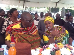 Hon Muruli Mukasa and Hon Rukia Nakadama chat during the celebrations 